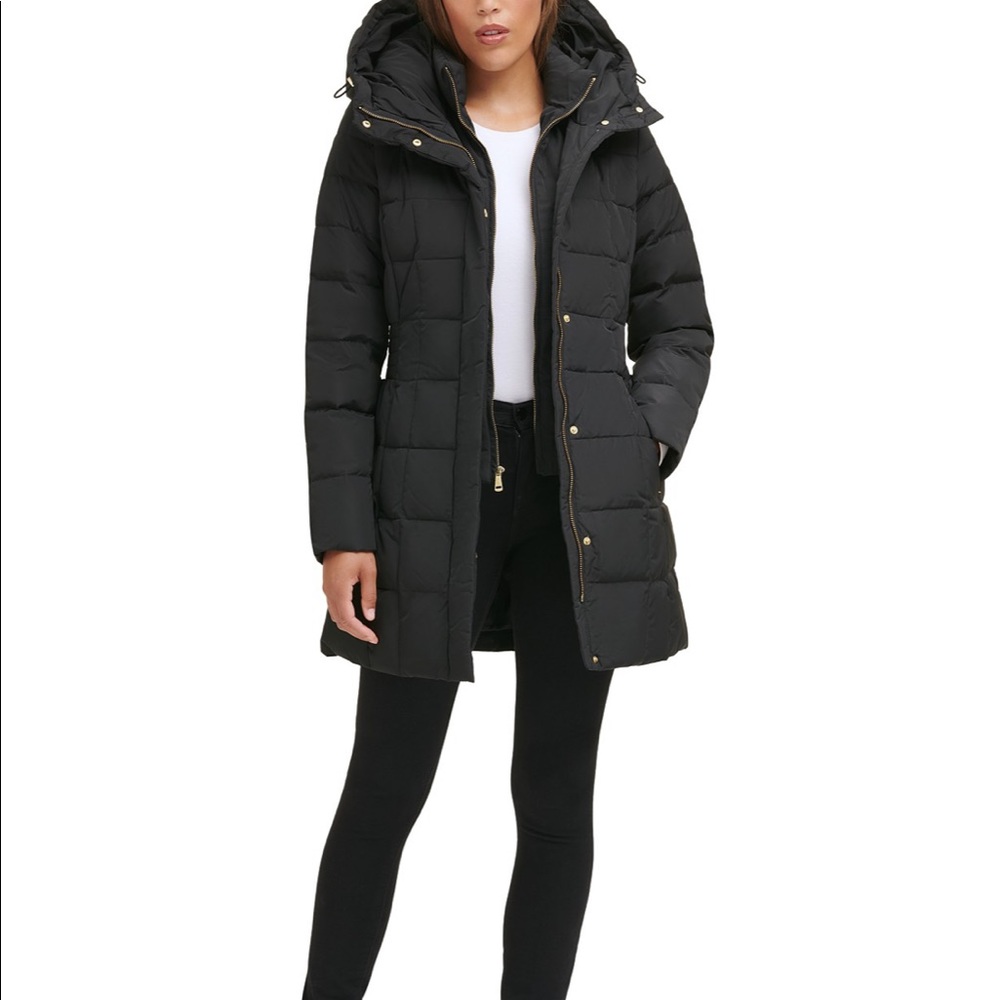 🔥🔥🔥NEW Cole Haan Hooded Black Down Puffer Coat Jacket - Picture 1 of 16